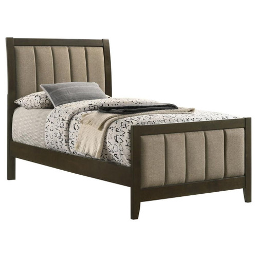 Wilkes - Upholstered Twin Bed - Dark Cocoa