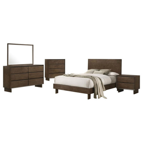 Glenwood - 5 Piece Eastern King Bedroom Set - Warm Brown