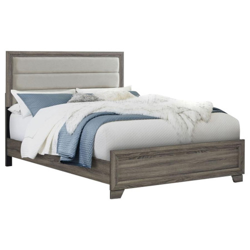 Wright - Upholstered California King Bed - Brown Oak