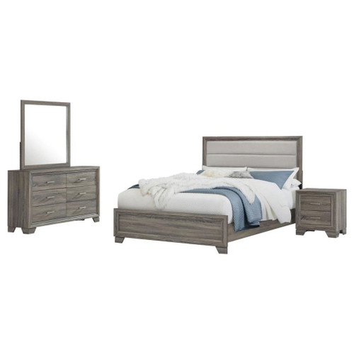 Wright - 4 Piece Queen Bedroom Set - Brown Oak