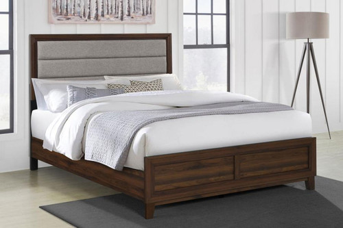 Welsley - Upholstered Eastern King Bed - Walnut