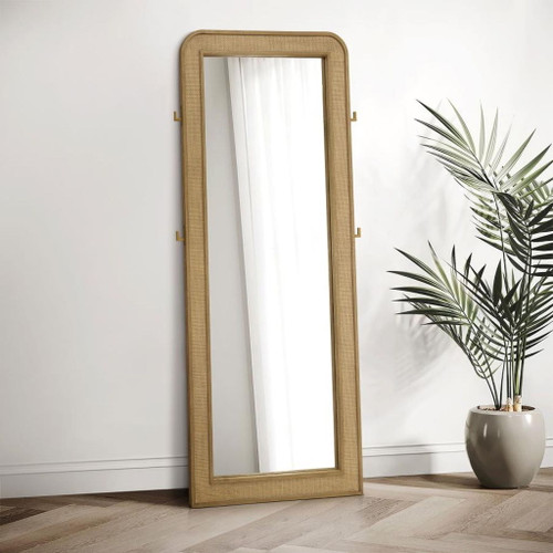 Arini - Cane Weave Full Length Standing Floor Mirror - Sand Wash
