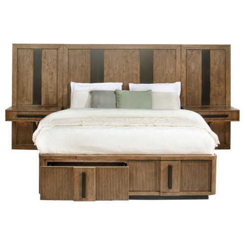 Terrace - Queen Wall Panel Storage Bed - Ash Brown