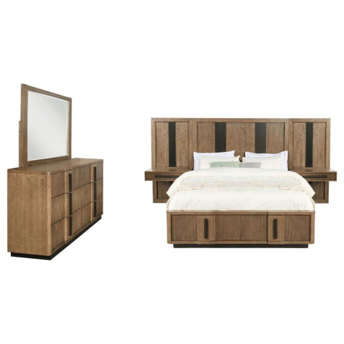 Terrace - 5 Piece Queen Panel Bedroom Set - Ash Brown