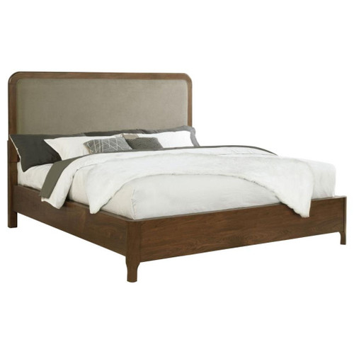Maderia - Upholstered California King Panel Bed - Walnut