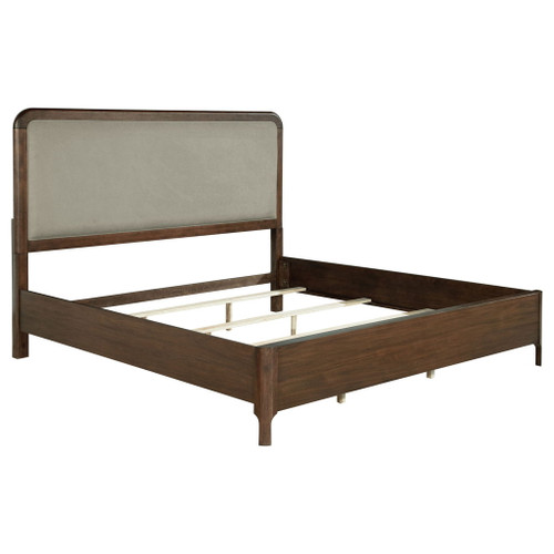 Maderia - Upholstered Queen Panel Bed - Walnut
