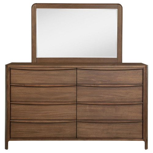 Maderia - 8-Drawer Dresser And Mirror - Walnut