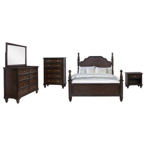 Andover - 5 Piece Eastern King Bedroom Set - Dark Oak