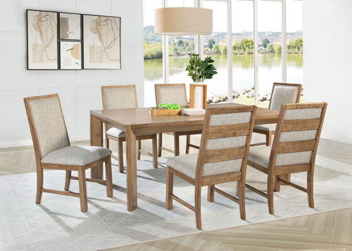 Bruner - 7 Piece Rectangular Dining Set - Natural Brown