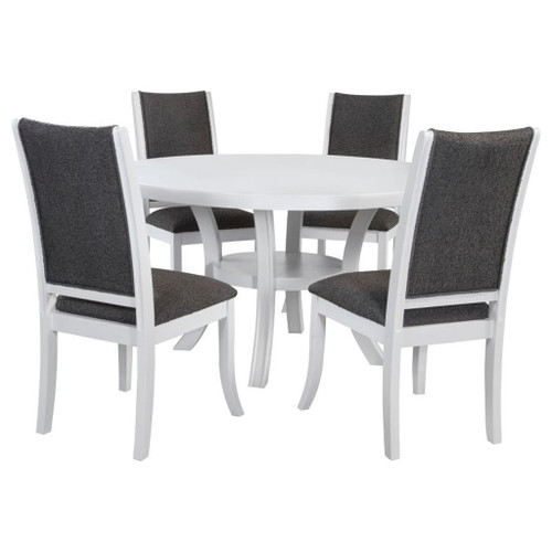 Judd - 5 Piece Round Wood Dining Table Set - Pearl White