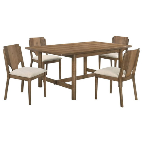 Crestmore - 5 Piece Rectangular Dining Table Set - Walnut