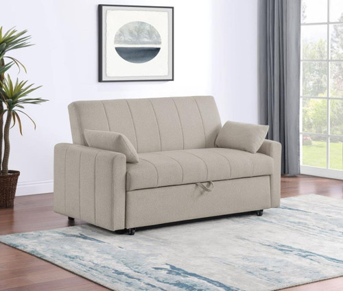 Portland - Boucle Upholstered Sleeper Sofa Bed - Latte
