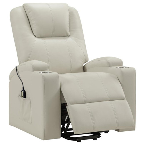 Armstrong - Upholstered Power Lift Massage Recliner - Ivory