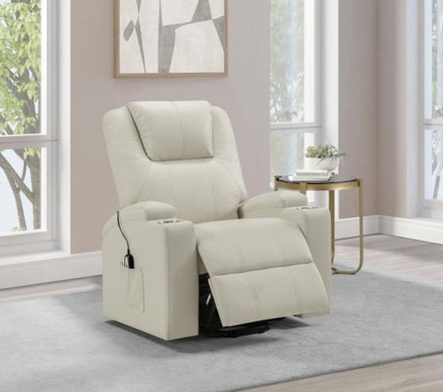 Armstrong - Upholstered Power Lift Massage Recliner - Ivory