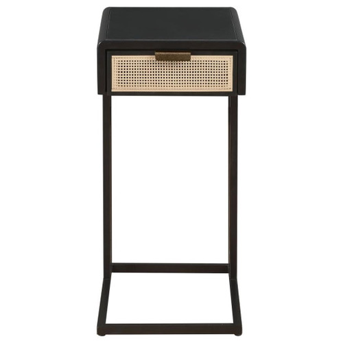 Amherst - 1-Drawer Radio Weave Cane Metal Side Table - Black