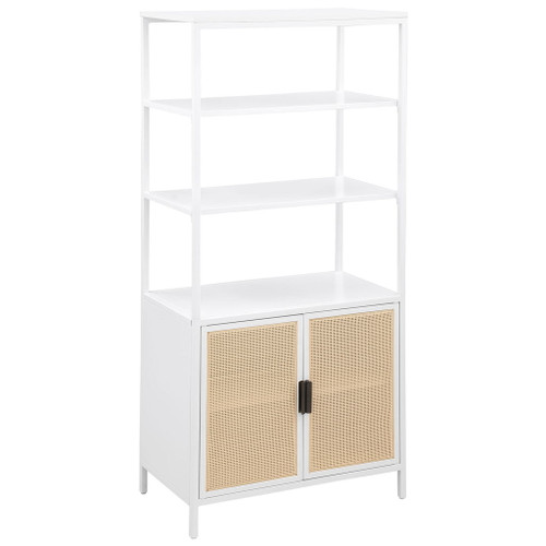 Amherst - 3-Shelf Radio Weave Cane Metal Accent Cabinet - White
