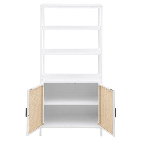 Amherst - 3-Shelf Radio Weave Cane Metal Accent Cabinet - White