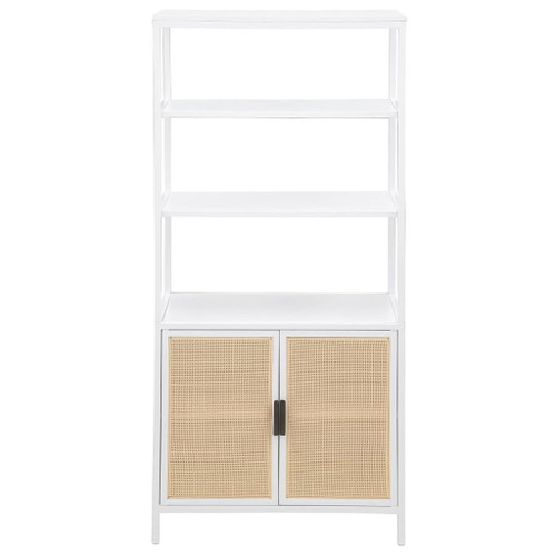 Amherst - 3-Shelf Radio Weave Cane Metal Accent Cabinet - White