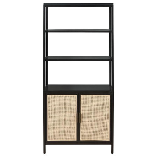Amherst - 3-Shelf Radio Weave Cane Metal Accent Cabinet - Black