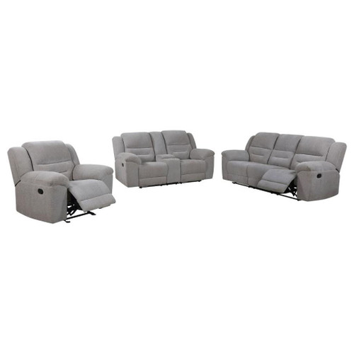Gilson - 3 Piece Chenille Upholstered Sofa Set - Gray