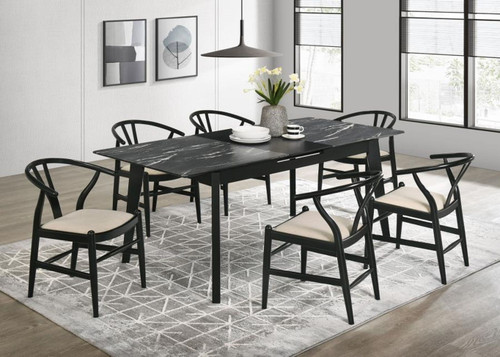 Crestmont - 7 Piece Extension Leaf Dining Table Set - Black