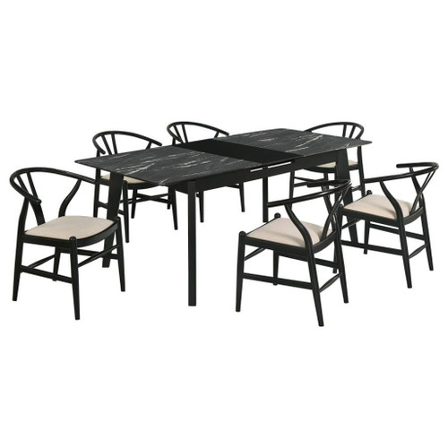 Crestmont - 7 Piece Extension Leaf Dining Table Set - Black