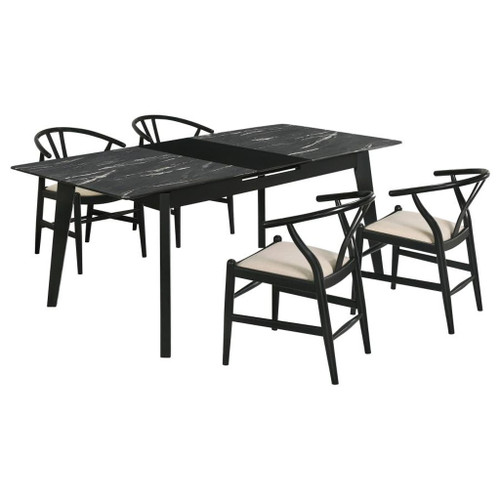 Crestmont - 5 Piece Extension Leaf Dining Table Set - Black