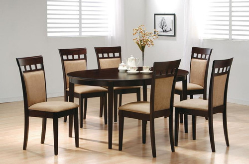 Gabriel - 7 Piece Extension Leaf Dining Table Set - Dark Brown