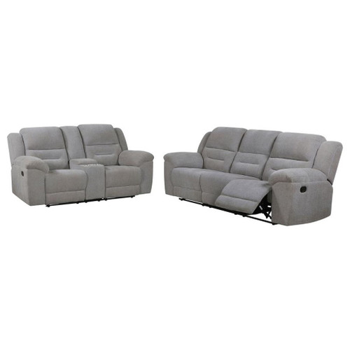 Gilson - 2 Piece Chenille Upholstered Sofa Set - Gray