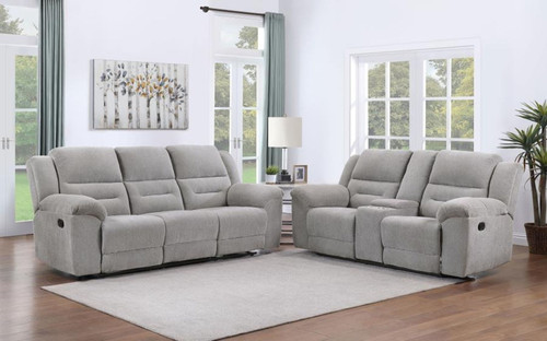 Gilson - 2 Piece Chenille Upholstered Sofa Set - Gray