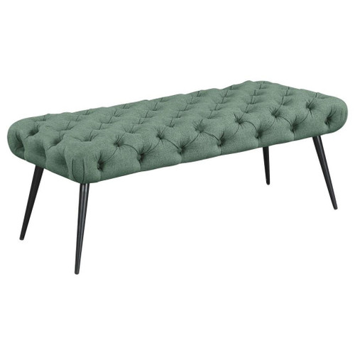 Ella - Upholstered Tufted Bench Metal Legs - Teal
