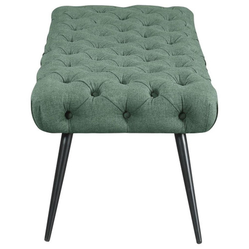 Ella - Upholstered Tufted Bench Metal Legs - Teal