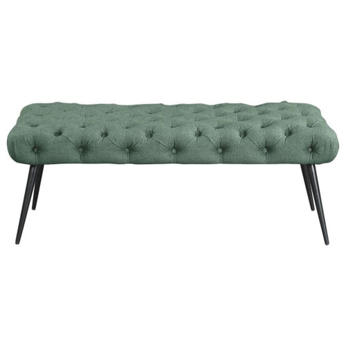 Ella - Upholstered Tufted Bench Metal Legs - Teal