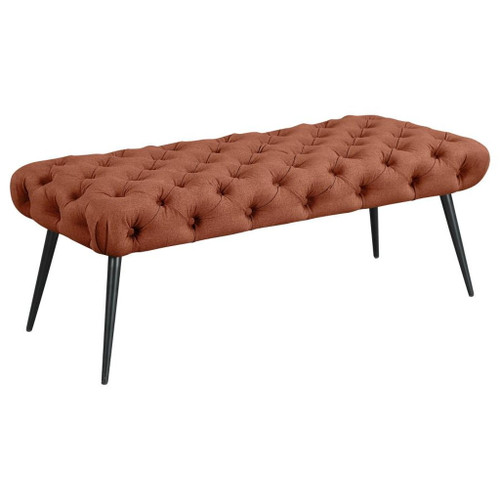 Ella - Upholstered Tufted Bench Metal Legs - Rust