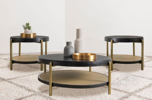 Arini - 3 Piece Round Coffee And End Table Set - Black