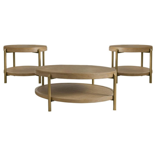 Arini - 3 Piece Round Coffee And End Table Set - Sand Wash