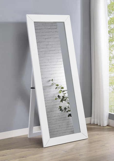 Cadence - Tempered Glass Full Length Mirror - White High Gloss