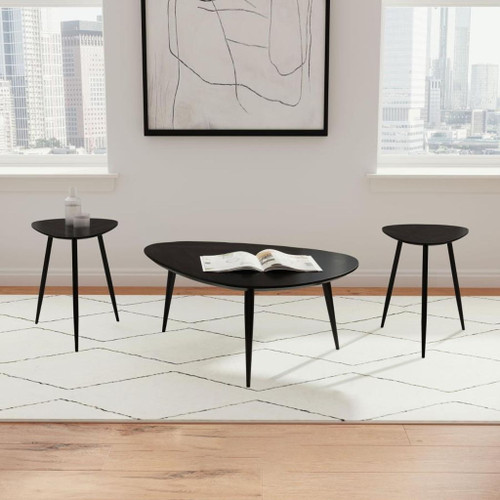 Odessa - 3 Piece Triangular Coffee And End Table Set - Black