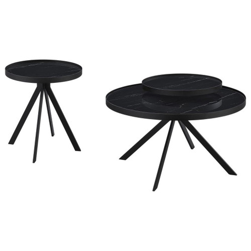 Briggs - 2 Piece Round Coffee And End Table Set - Black