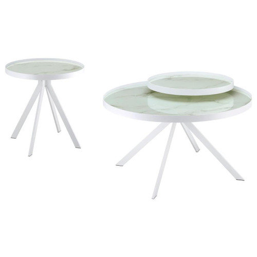 Briggs - 2 Piece Round Coffee And End Table Set - White