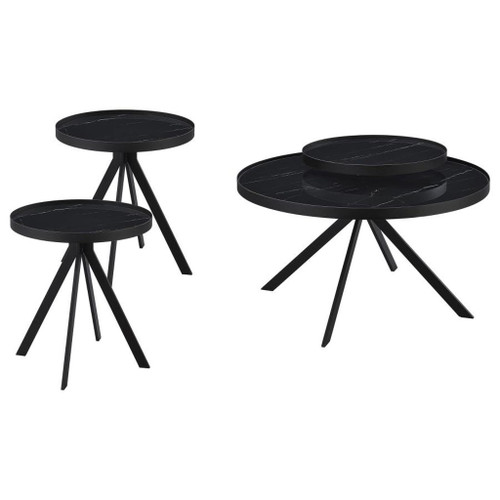 Briggs - 3 Piece Round Coffee And End Table Set - Black