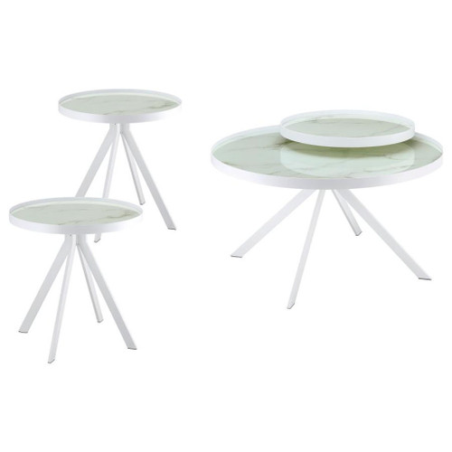 Briggs - 3 Piece Round Coffee And End Table Set - White