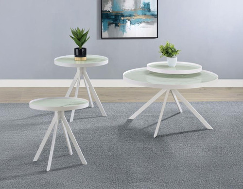 Briggs - 3 Piece Round Coffee And End Table Set - White