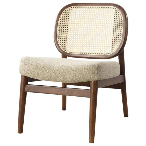 Rayo - Rattan Cane Back Accent Chair With Padded Seat - Camel