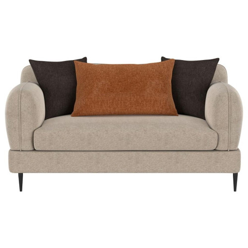 Jade - Chenille Upholstered Sculpted Track Arm Loveseat - Latte