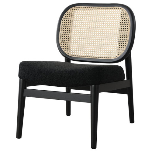 Rayo - Rattan Cane Back Accent Chair With Padded Seat - Black