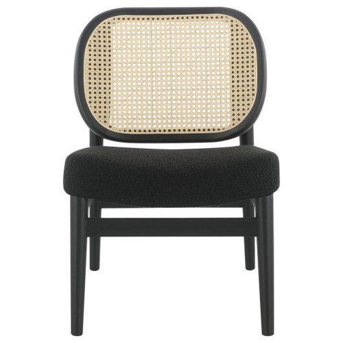 Rayo - Rattan Cane Back Accent Chair With Padded Seat - Black