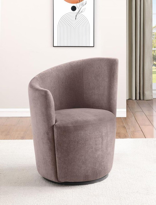 Nueva - Upholstered Swivel Chair Curved Backrest - Blush