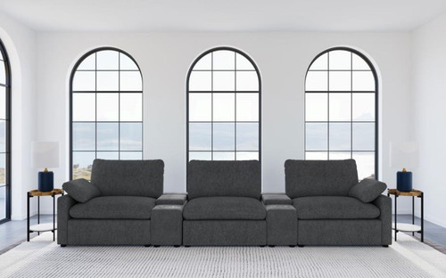 Collins - 5 Piece Power Reclining Home Theater Seating - Dark Gray