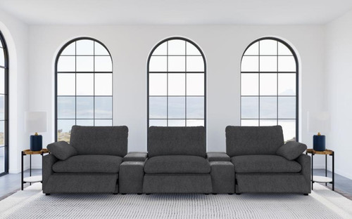 Collins - 5 Piece Power Reclining Home Theater Seating - Dark Gray